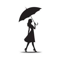 woman holding umbrella  silhouette vector illustration
