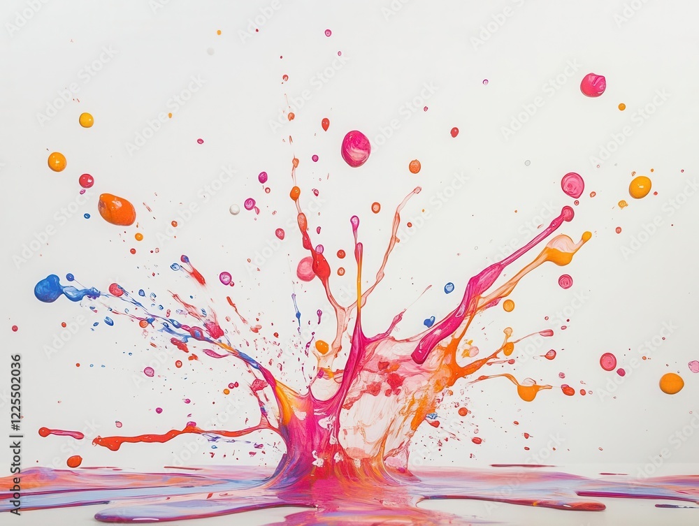Aufkleber high-speed capture of paint droplets colliding in mid-air, creating explosive patterns of vibrant co