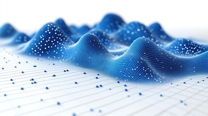 Blue Data Wave Terrain Visualization