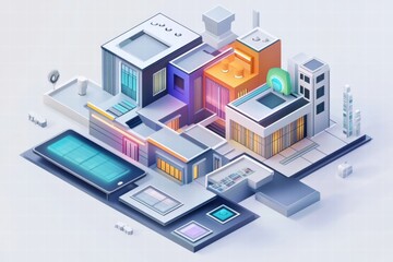 Fototapeta premium Optimizing website layouts with isometric design for enhanced user experience