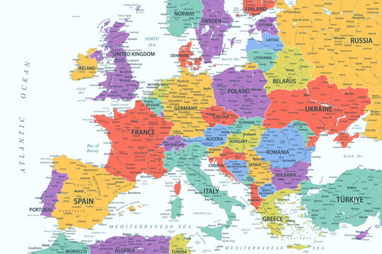 Europe Map Colored - stock vector illustration