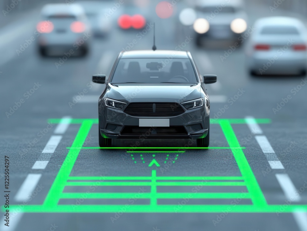 Poster autonomous delivery urban logistics safety. advanced cameras and lidar systems enabling autonomous v