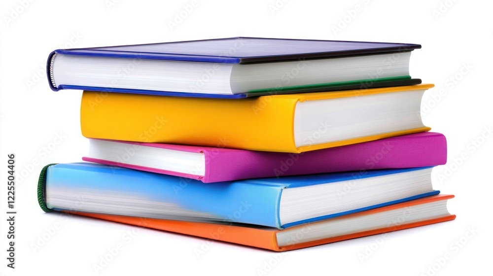 Poster a stack of colorful books arranged neatly