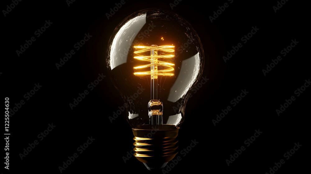 Poster illuminated light bulb with digital connection: idea and solution concept -