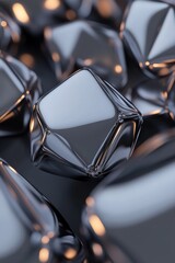 A captivating display features mirrored triangles arranged in a complex formation, creating reflective surfaces that play with light and shadow