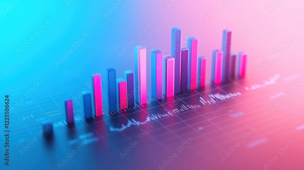 Poster abstract 3d bar graph showing financial growth data