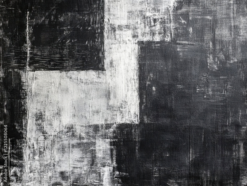 Poster monochromatic abstract texture with irregular patterns, scratches, and weathered effects creating de