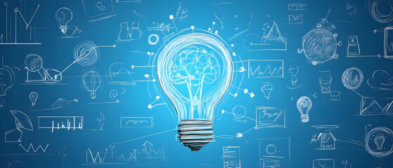 Leadership skills represented as a blueprint with symbols and sketches of growth components  -