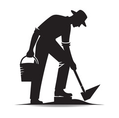 Fototapeta premium gardener pose silhouette vector illustration