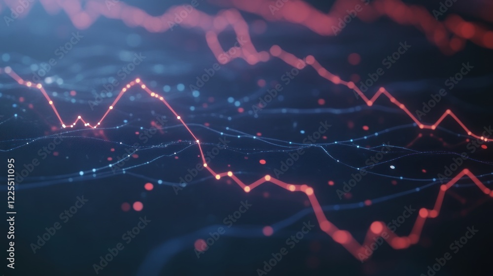 Poster abstract data visualization showing trending market graphs