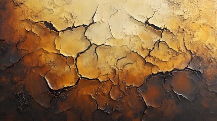 Obraz premium Abstract Cracked Texture with Earthy Tones and Warm Color Palette