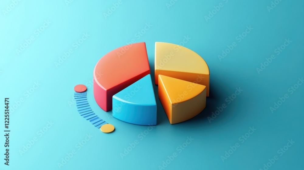 Poster colorful three dimensional pie chart data representation