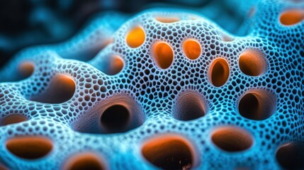 Abstract Blue and Orange Cellular Structure