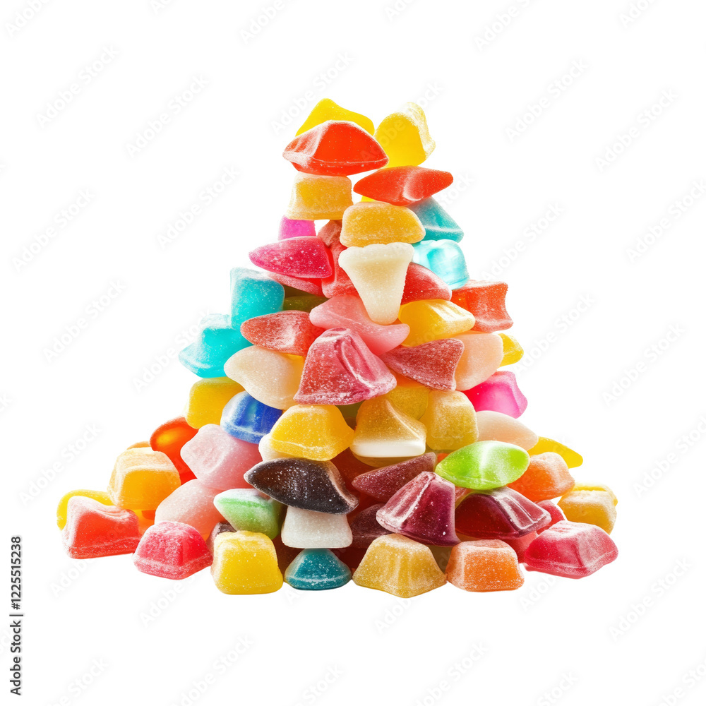 Aufkleber a pyramid of colorful, sugary jellies in various shapes and sizes creates a visually appealing and s
