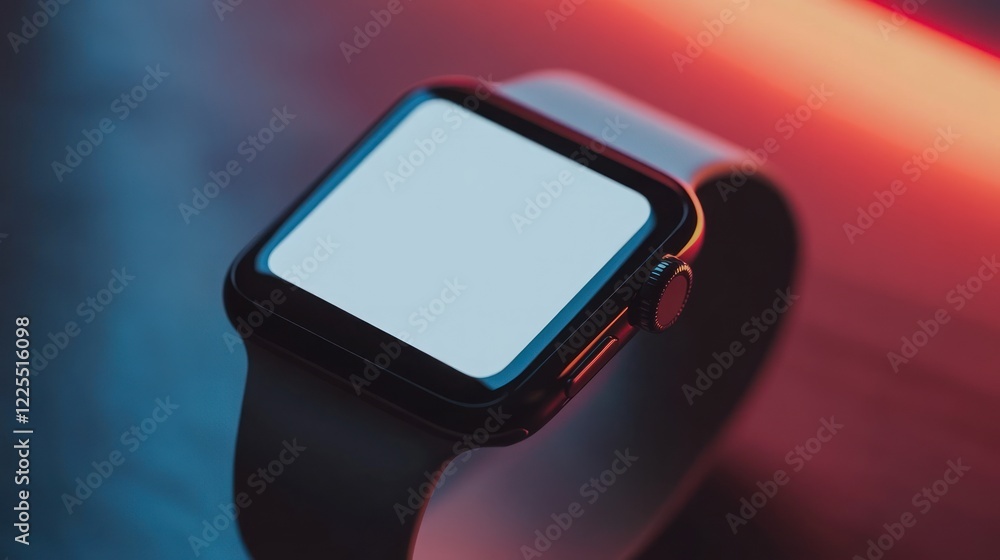 Poster modern smartwatch displaying blank screen on table
