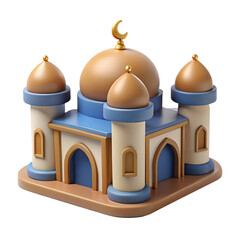 Golden Domed Mosque 3D Icon | Islamic Architecture