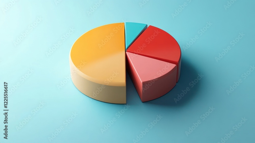 Poster colorful three dimensional pie chart data representation