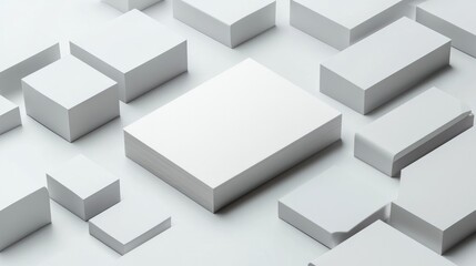 White Blank Cards Stacked Among Cubes