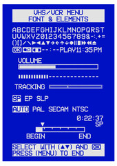 Vector illustration of VHS VCR menu with font, icons and elements
