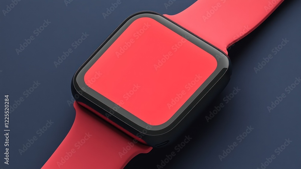 Poster red smartwatch with blank screen display