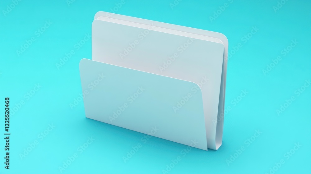 Poster white file folder on a cyan background
