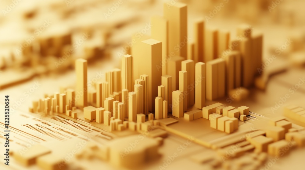 Poster abstract golden cityscape block structure design