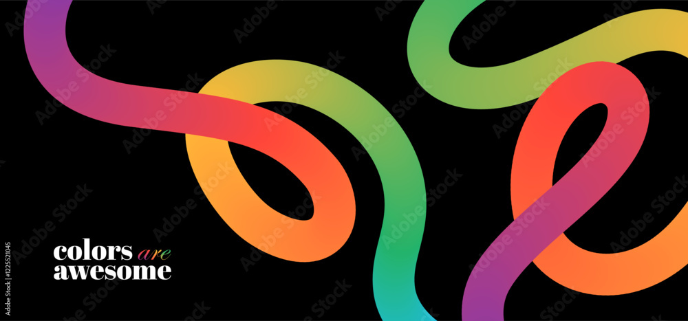 Aufkleber abstract background with colorful gradient curves. cool and fun design elements.