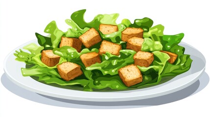 A Delicious Salad with Croutons and Lettuce