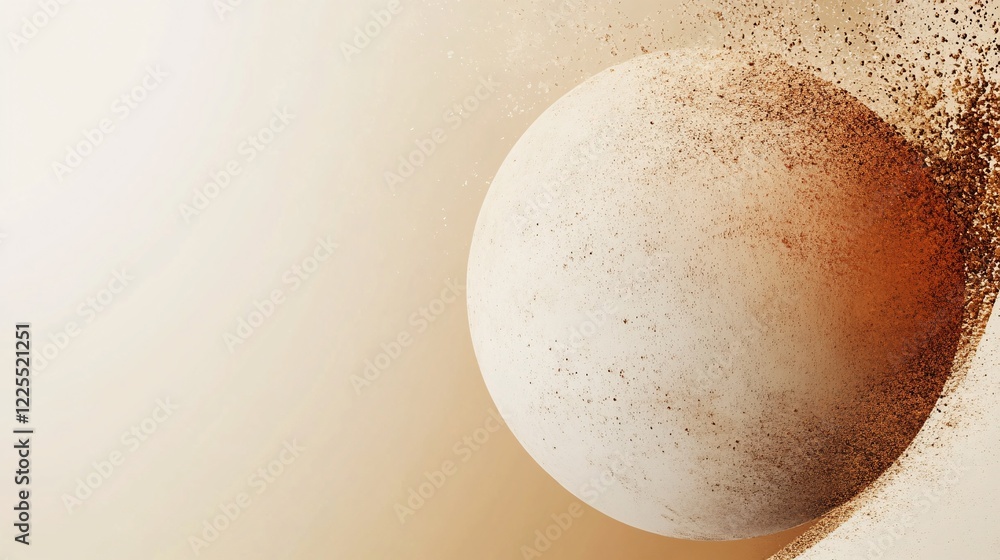 Aufkleber Beige planet exploding creating brown particles in space