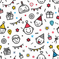 Festive kids' party seamless pattern background
