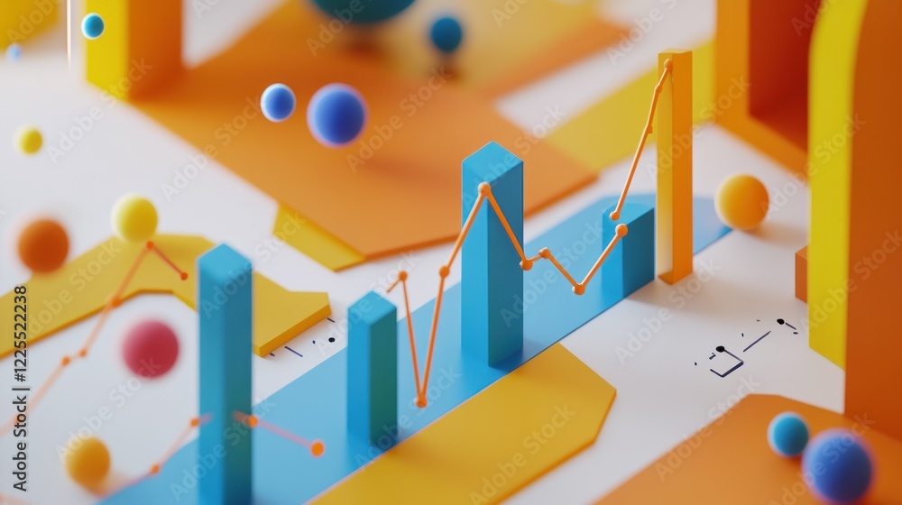 Poster abstract colorful chart representing data growth