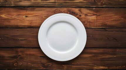 Plate on table, top view