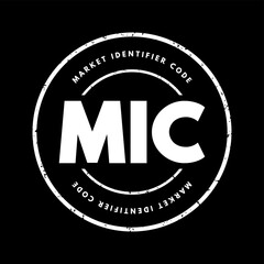 Fototapeta premium MIC Market Identifier Code - unique identification code used to identify securities trading exchanges, acronym text concept stamp