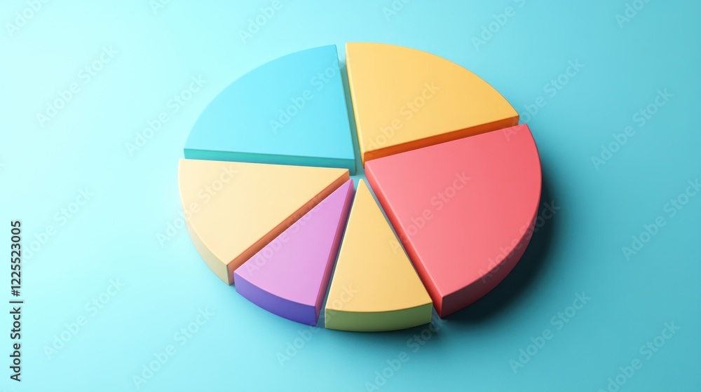 Poster colorful three dimensional pie chart data representation