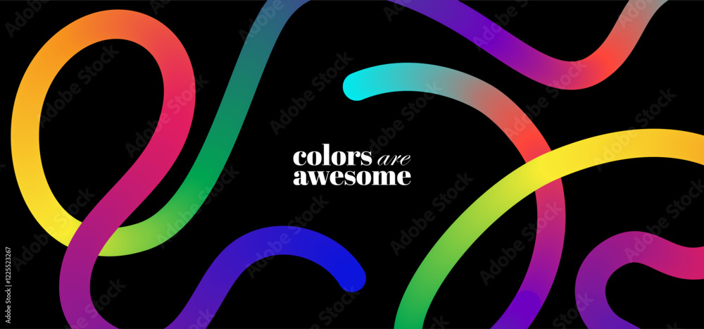 Aufkleber abstract background with colorful gradient curves. cool and fun design elements.