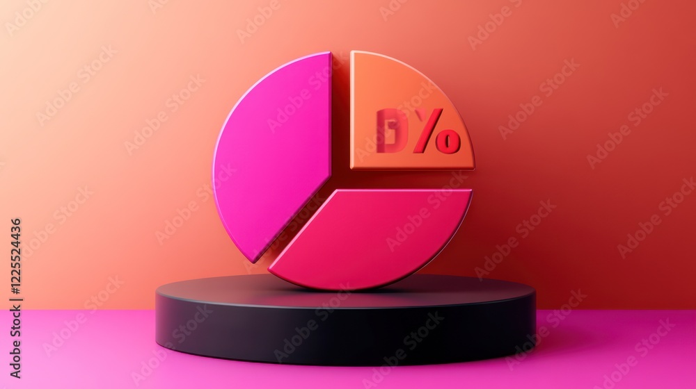 Aufkleber three dimensional pie chart showing data percentage