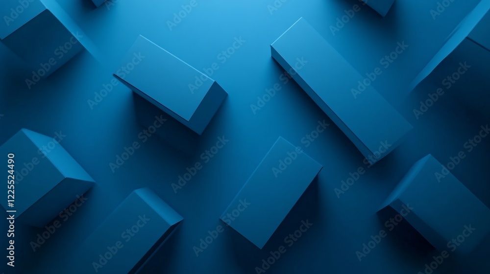 Poster blue minimalist geometric shapes creating abstract background design