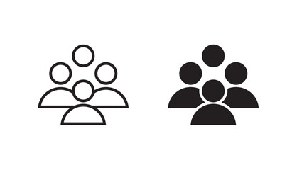 Business Team icons vector set. Group of people isolated.  Black silhouettes simple. Flat style. Vector