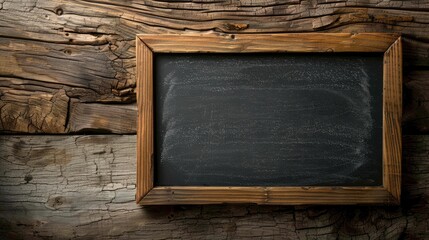 Small blackboard or menu board placed on a wooden table