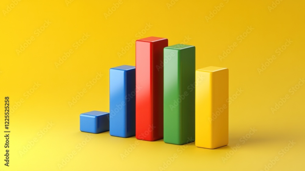 Poster colorful blocks form a simple bar graph