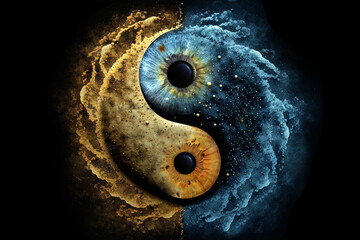 Close up of eye iris and space, macro, photography