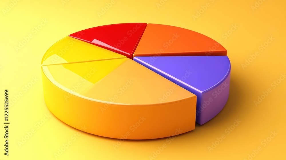 Poster colorful three dimensional pie chart data representation