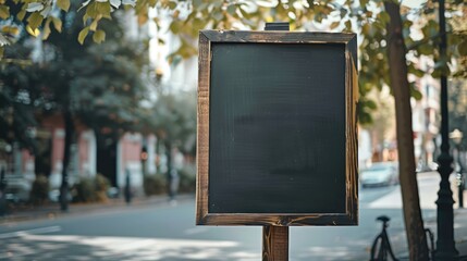 Street sign mockup with empty black menu board