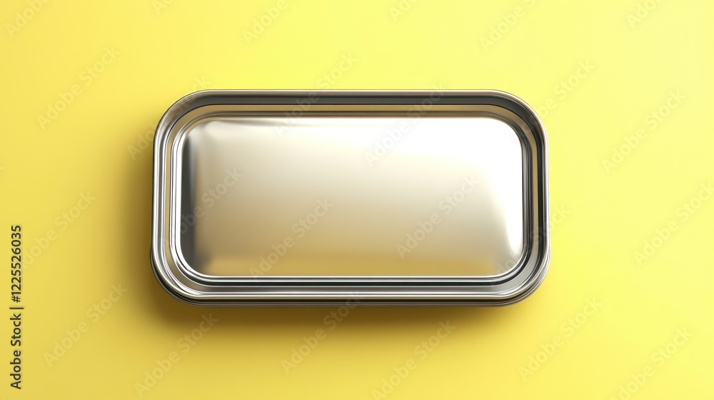 Poster a metallic rectangular container on a yellow background