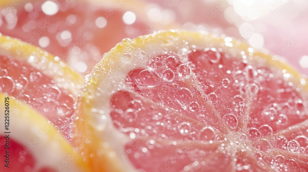 Poster bubbles form on fresh lemon slices in sparkling water during a vibrant summer day. generative ai