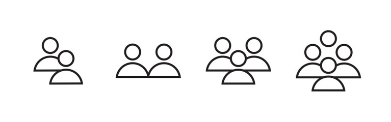 Business Team icons vector set. Group of people isolated.  Black silhouettes simple. Flat style. Vector