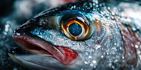 Fresh Fish, Macro Photography Style, Generative AI Fish background