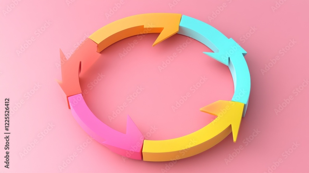 Poster colorful arrows forming a circular continuous flow pattern