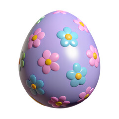 3D Decorative Easter Egg Icon with Floral Patterns