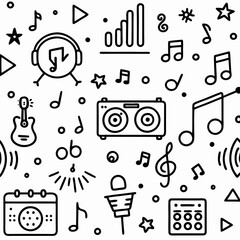 Obraz premium Music festival seamless pattern design